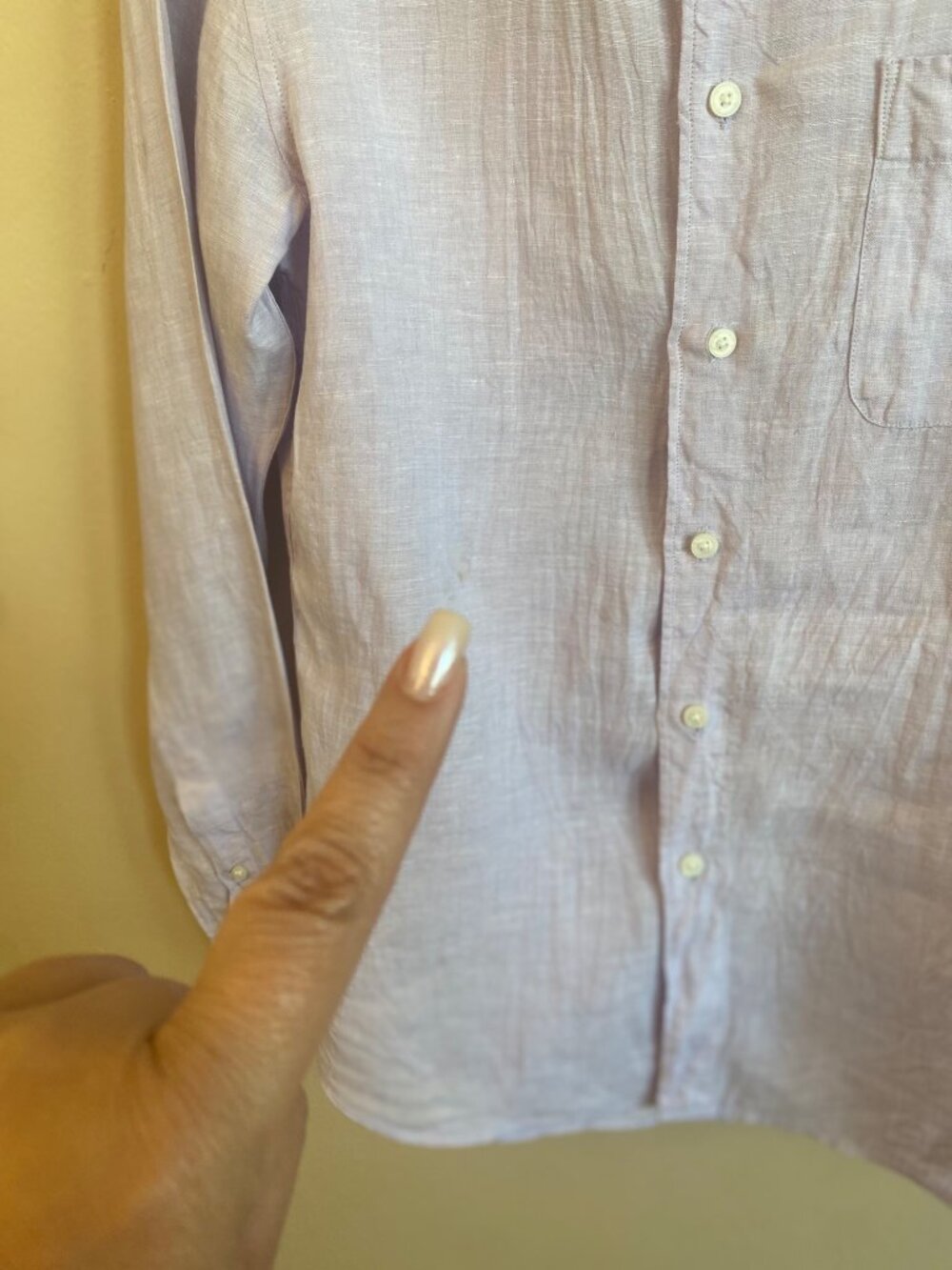 Uniqlo 100% Linen Button Front Shirt Lavender Men's/Teen Size S - Picture 7 of 7